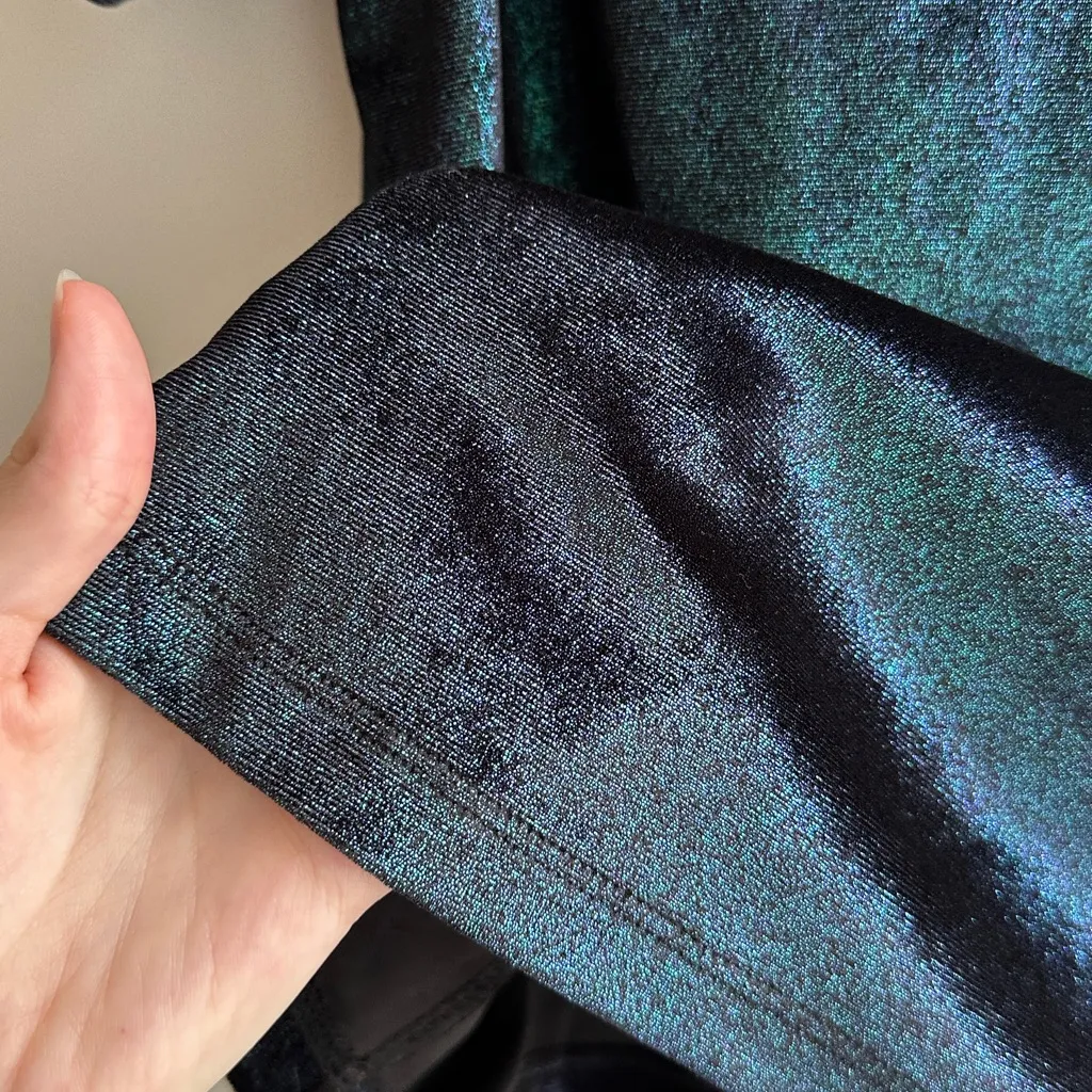 Oliver Bonas Iridescent Mockneck Top, New Years Eve/Holiday, Blue/Green, Size 10 Green - Image 7