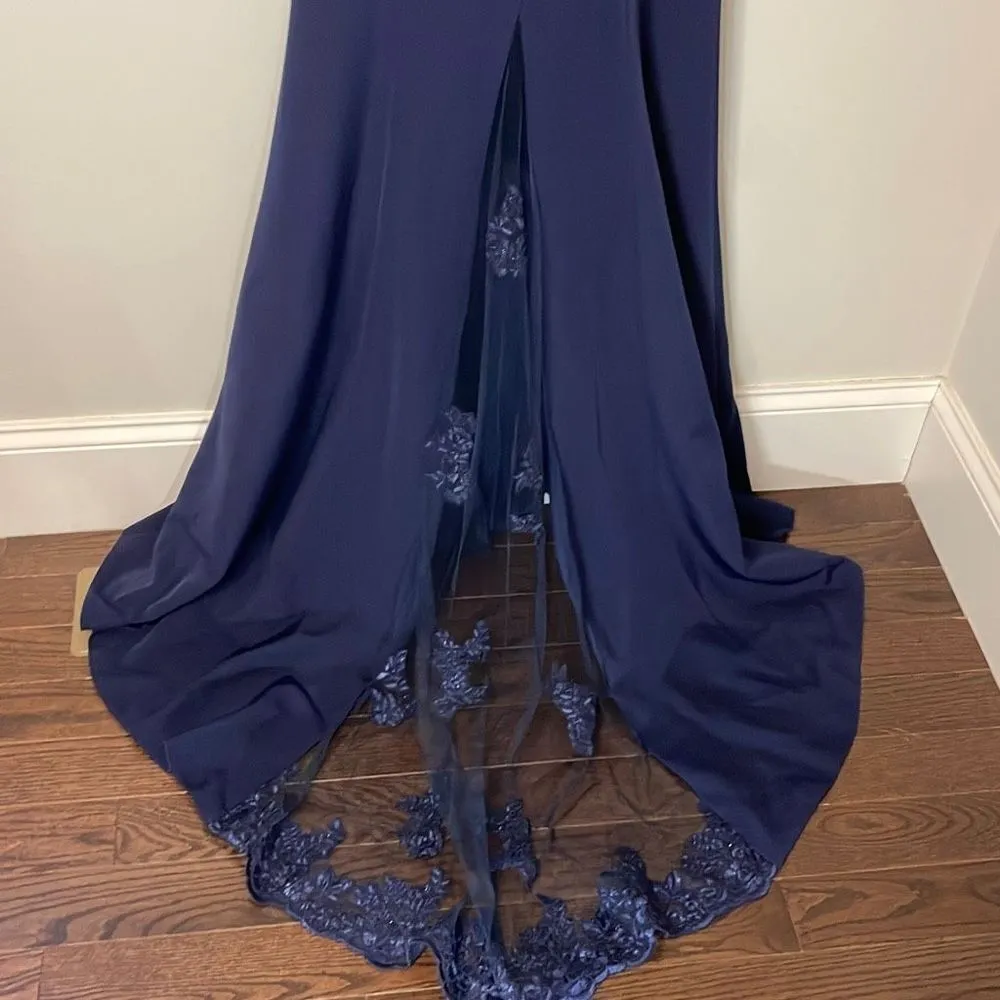 Hebeos  Women's Formal Dress Mermaid Lace Bridesmaid Gown Navy Blue Size … - Image 6