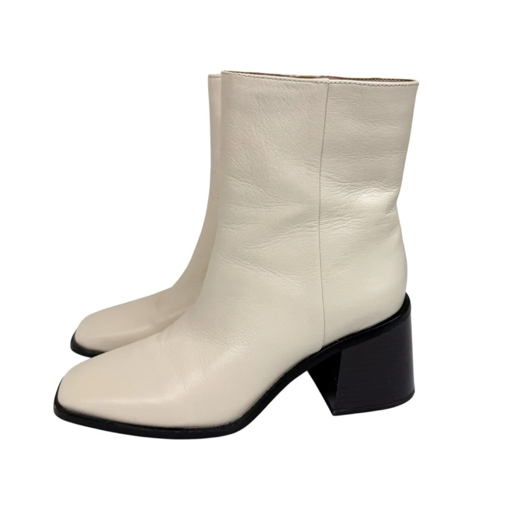 Sam Edelman Winnie Ankle Boots Ivory Cream Leather Square Toe Size 9.5‎ - Image 3
