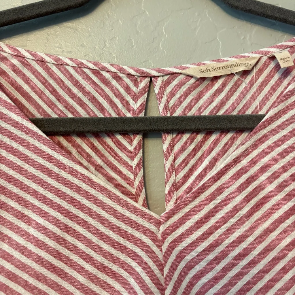 Soft Surroundings red white striped cold shoulder landfall tunic top large NEW - Image 5