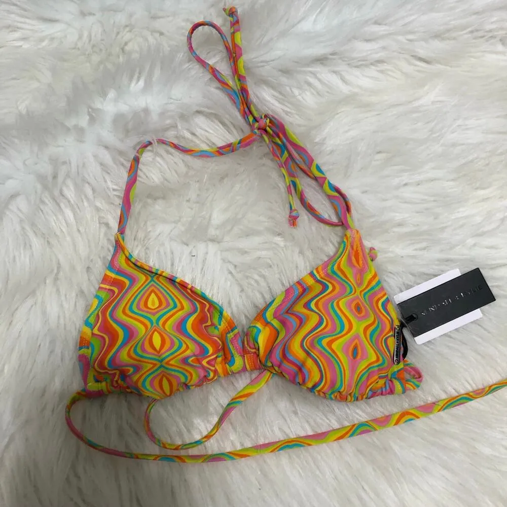 Kendall + Kyle Womens Bikini Top Size Medium Multicolor Swirl Halter Lightweight - Image 6