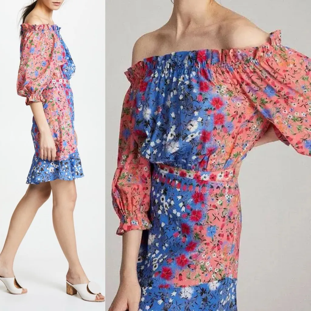 SALONI Grace Mini Dress Foxglove Meadow Silk Off - Image 3