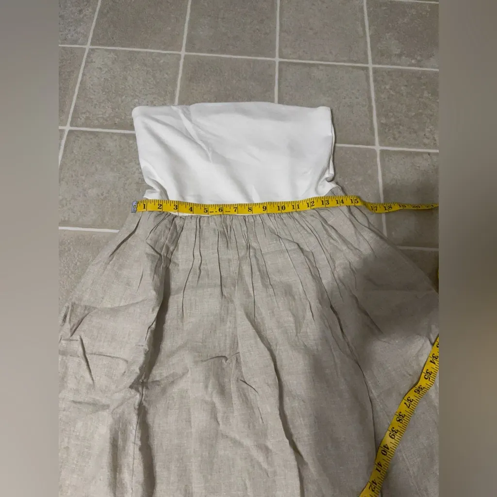 Elegant Cream Strapless Maxi Dress Tan Size M - Image 7