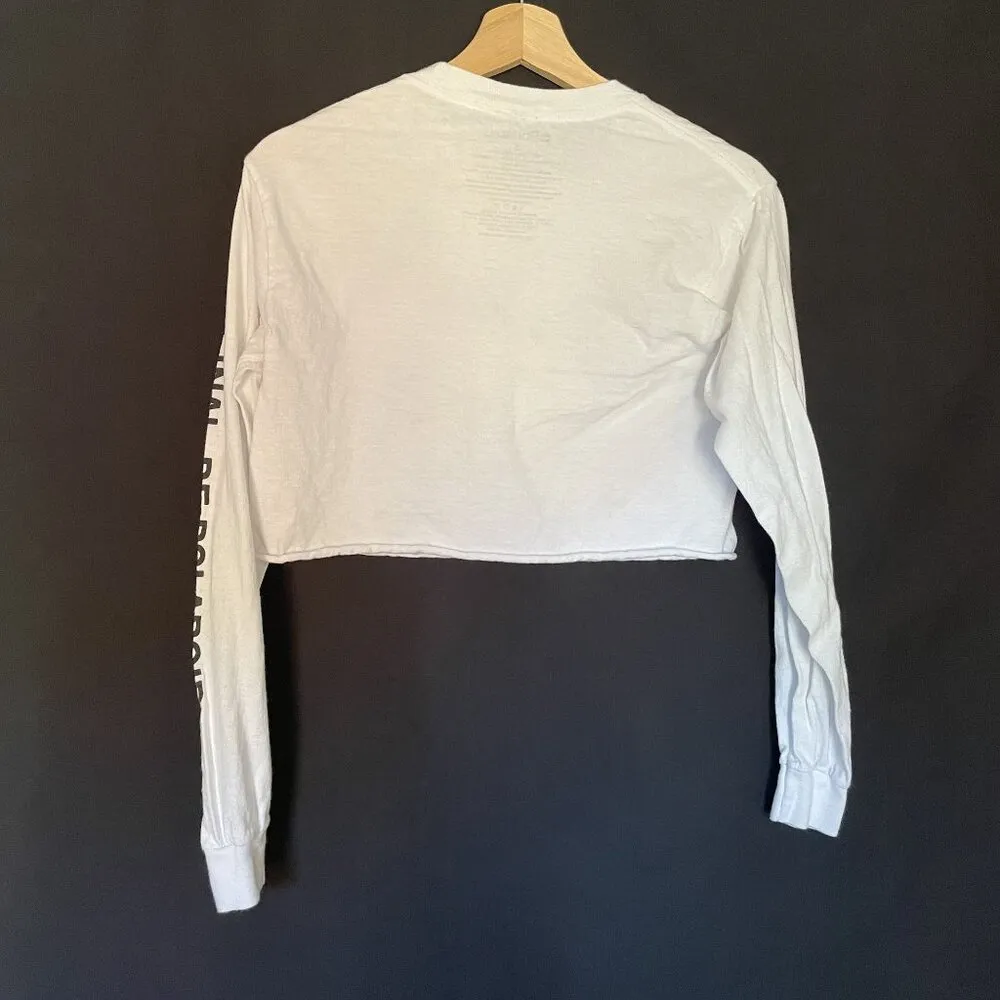 Polaroid be original be polaroid white cropped long sleeved top cotton small - Image 7