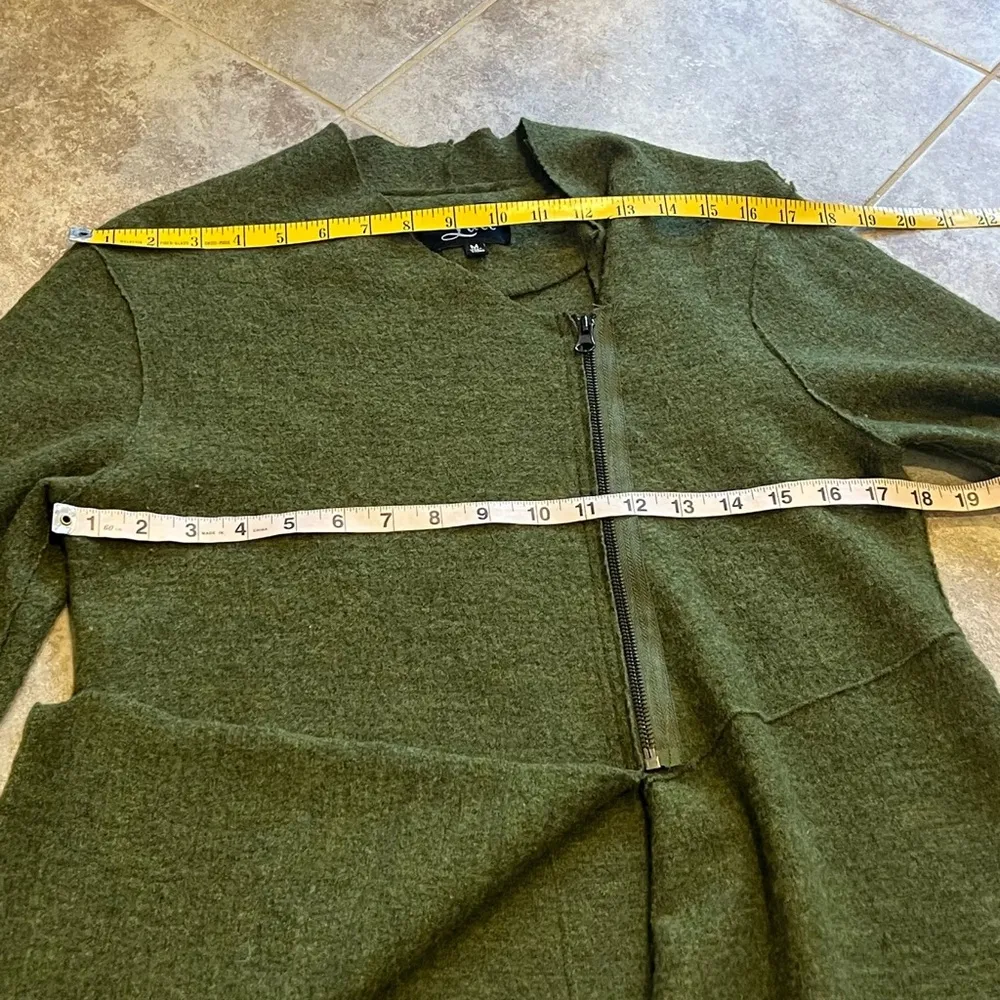 Luii Anthropologie Wool Asymmetrical Zipper Green Long Sleeve Jacket Medium - Image 6