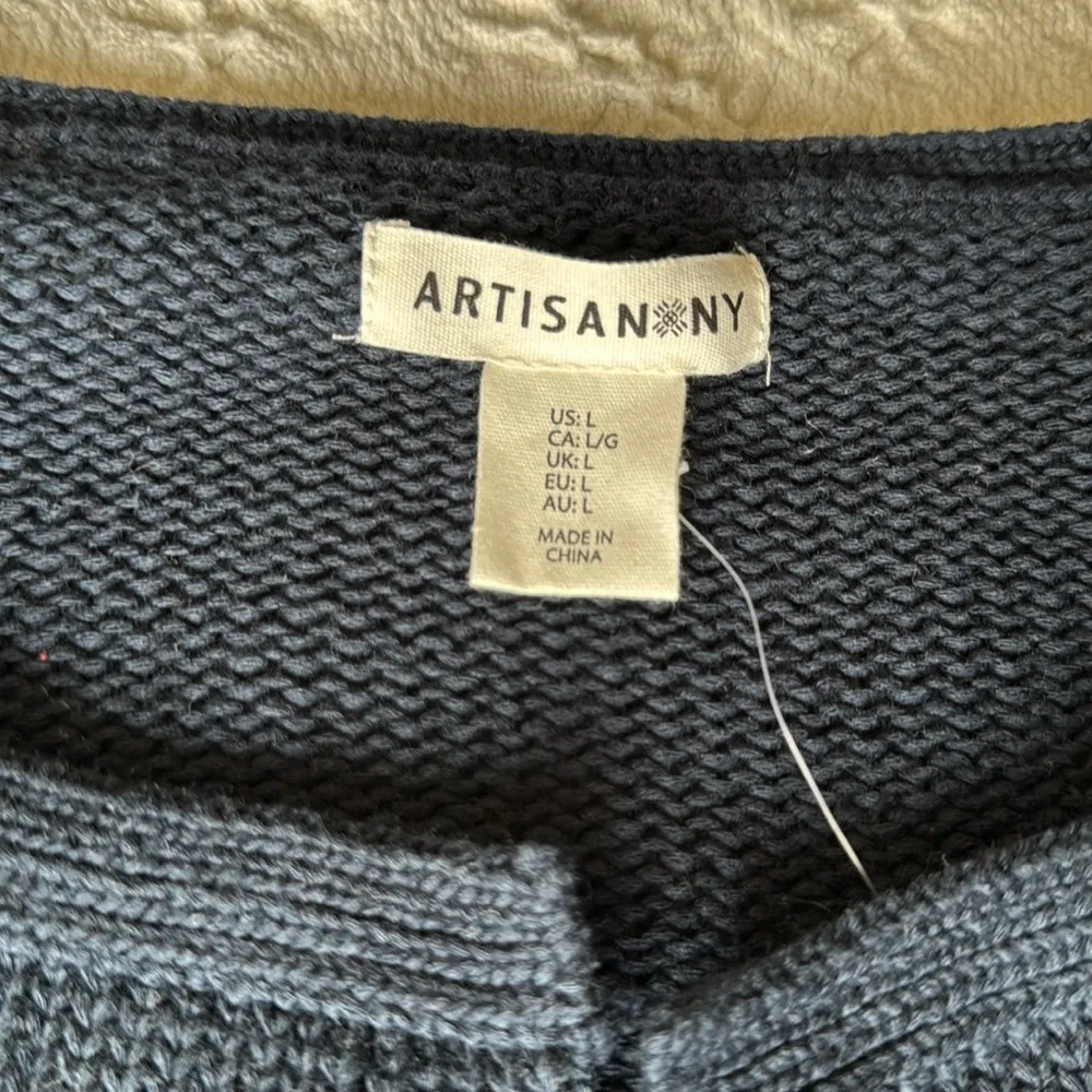 Artisan Ny Blue Knit Cardigan with Fringe Detail - Image 8