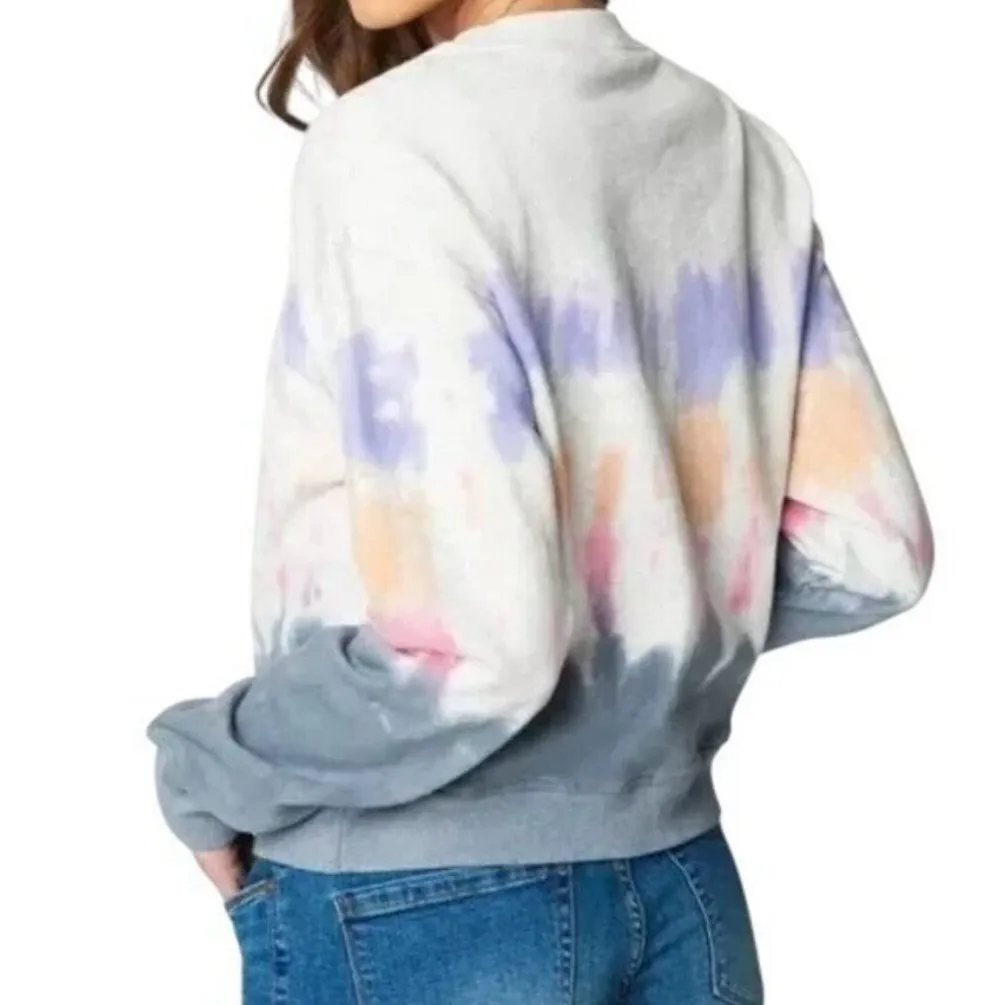 Blank NYC Sweatshirt Women XS Gray Tie Dye Crop Into The Groove NWT - Image 3