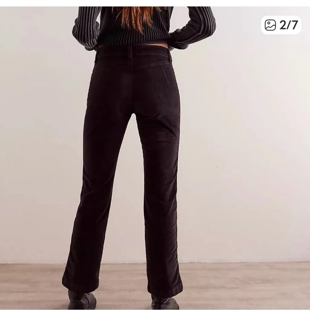 Free People
NWOT Free People High Time Velvet Kick Flare Pants in Black size 6 - Image 2