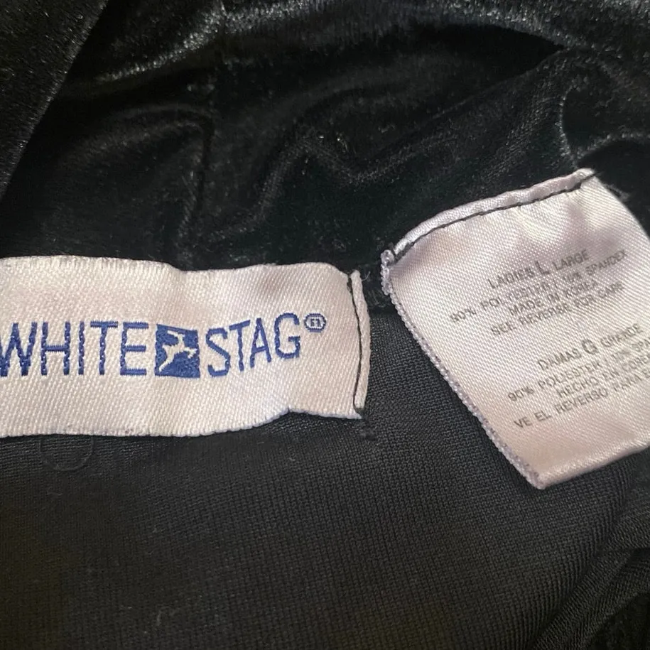 White Stag Women's Black Velvet Velour Turtleneck Short Sleeve Sweater Top Sz L - Image 3