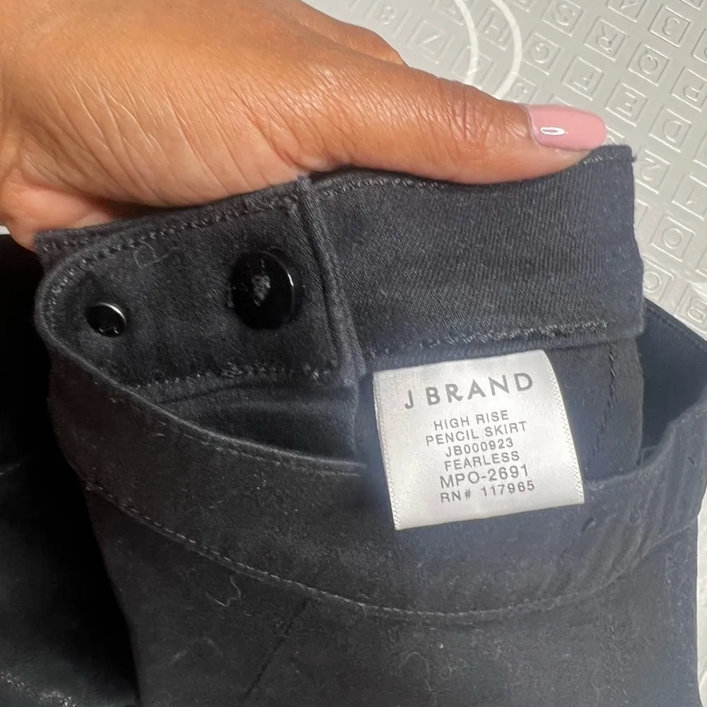 J Brand Black Coated Denim Stretch High Rise Pencil‎ Skirt Fearless - Image 6