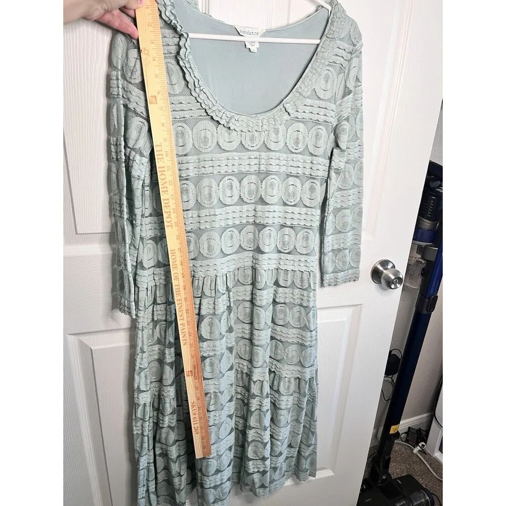 Sundance Willow Lace Midi Dress Pastel Aqua Green Long Sleeves Sz Petite Large - Image 8
