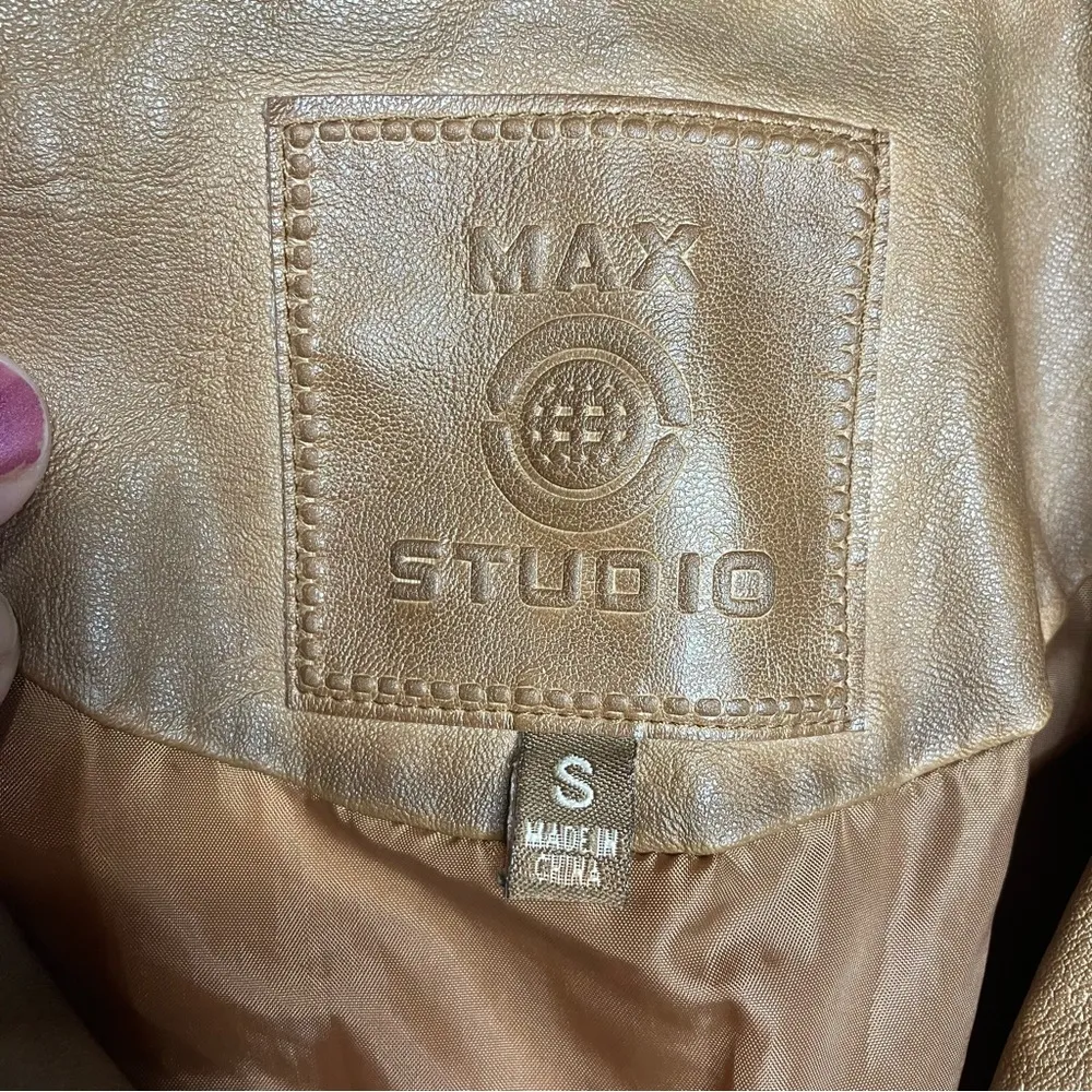 Max Studio faux leather jacket brown size small - Image 4