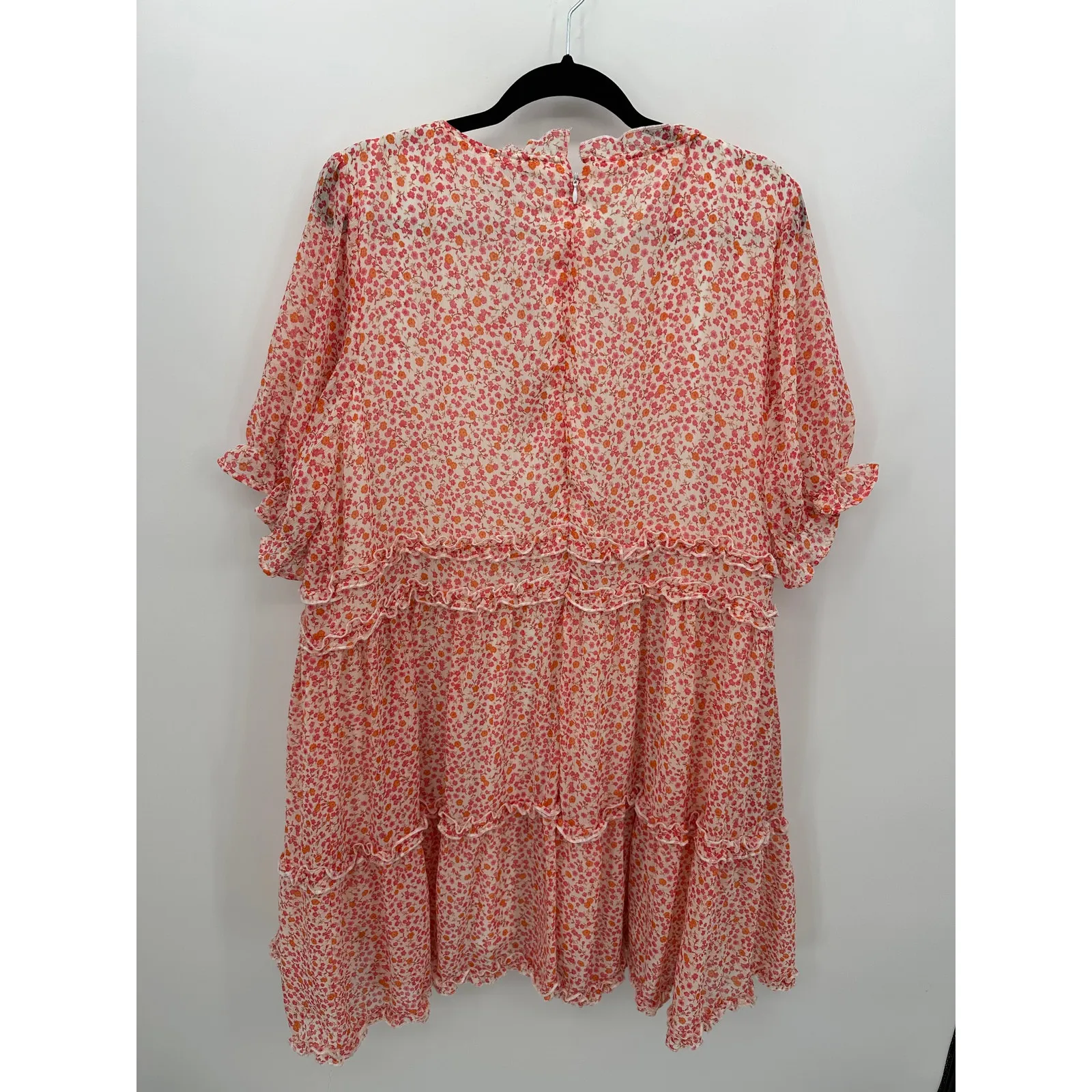 Arula Womens Pink Floral Mini Dress Size B 2X Ruffles Tiered Feminine Coquette - Image 2