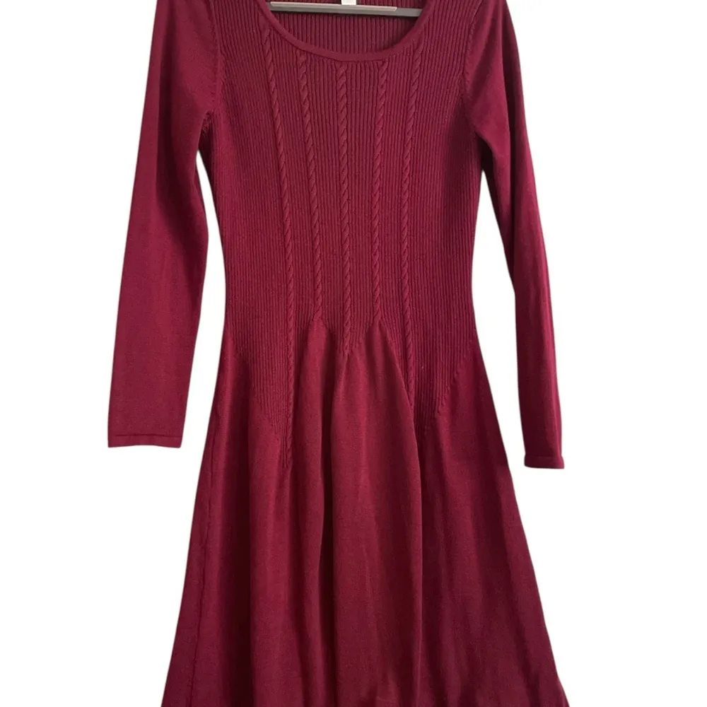 New York & Company Red Long Sleeve Dress - Image 3