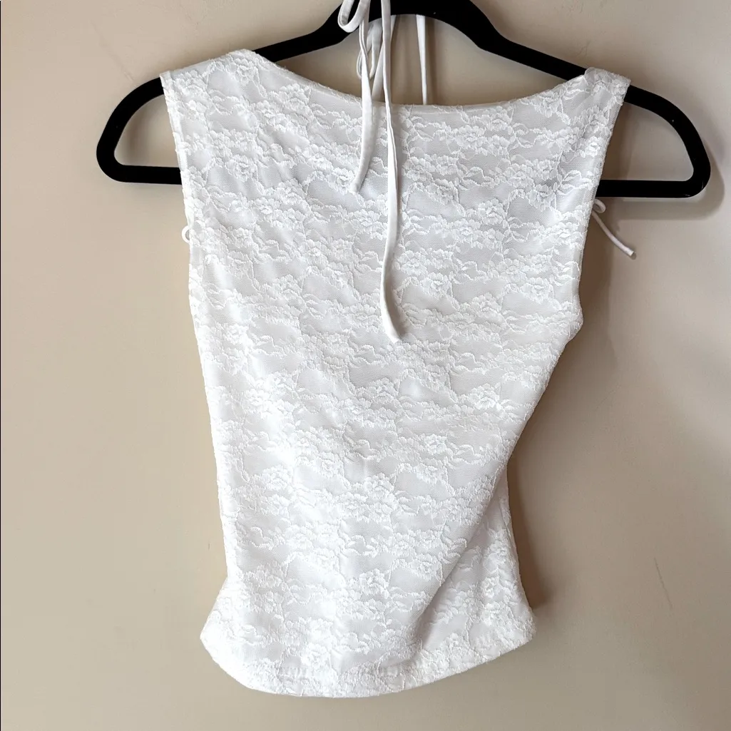 TIGER MIST Campbell White Lace Shoulder Tie Crop Top - Image 6