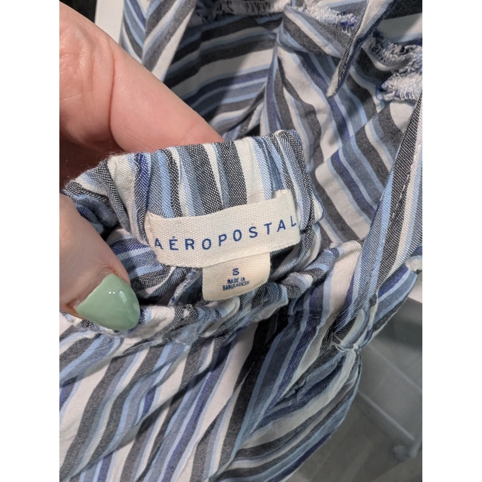 Aeropostale Striped Romper Cutout Tie Front Casual Summer‎ Blue Size S - Image 4