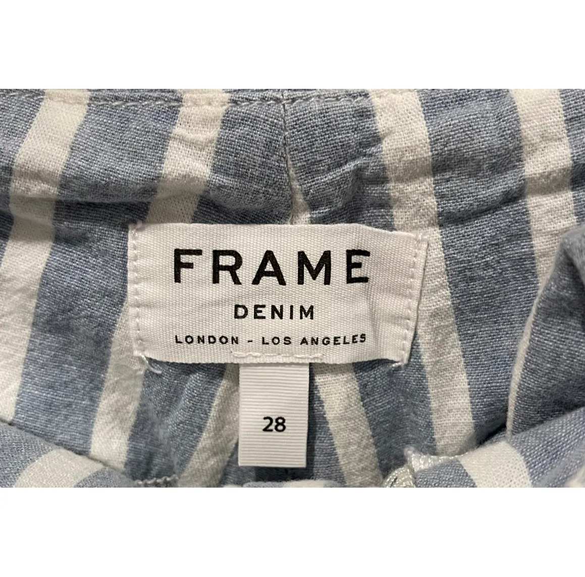 FRAME Blue White Striped Paperbag Pants - Image 2