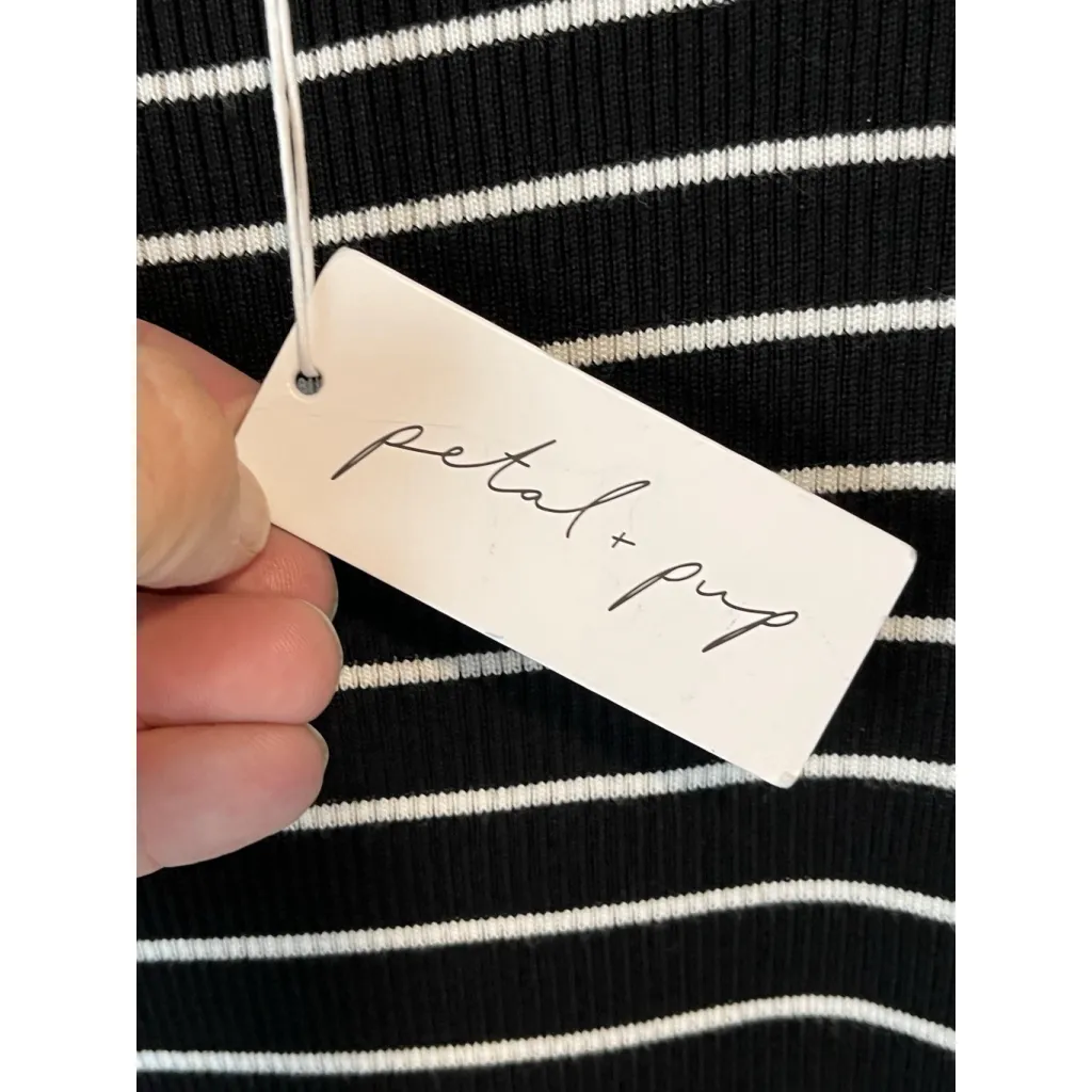 Petal + Pup Sweater Womens Sz 4 Black White Striped Ribbed Long Sleeve High Neck - Image 7