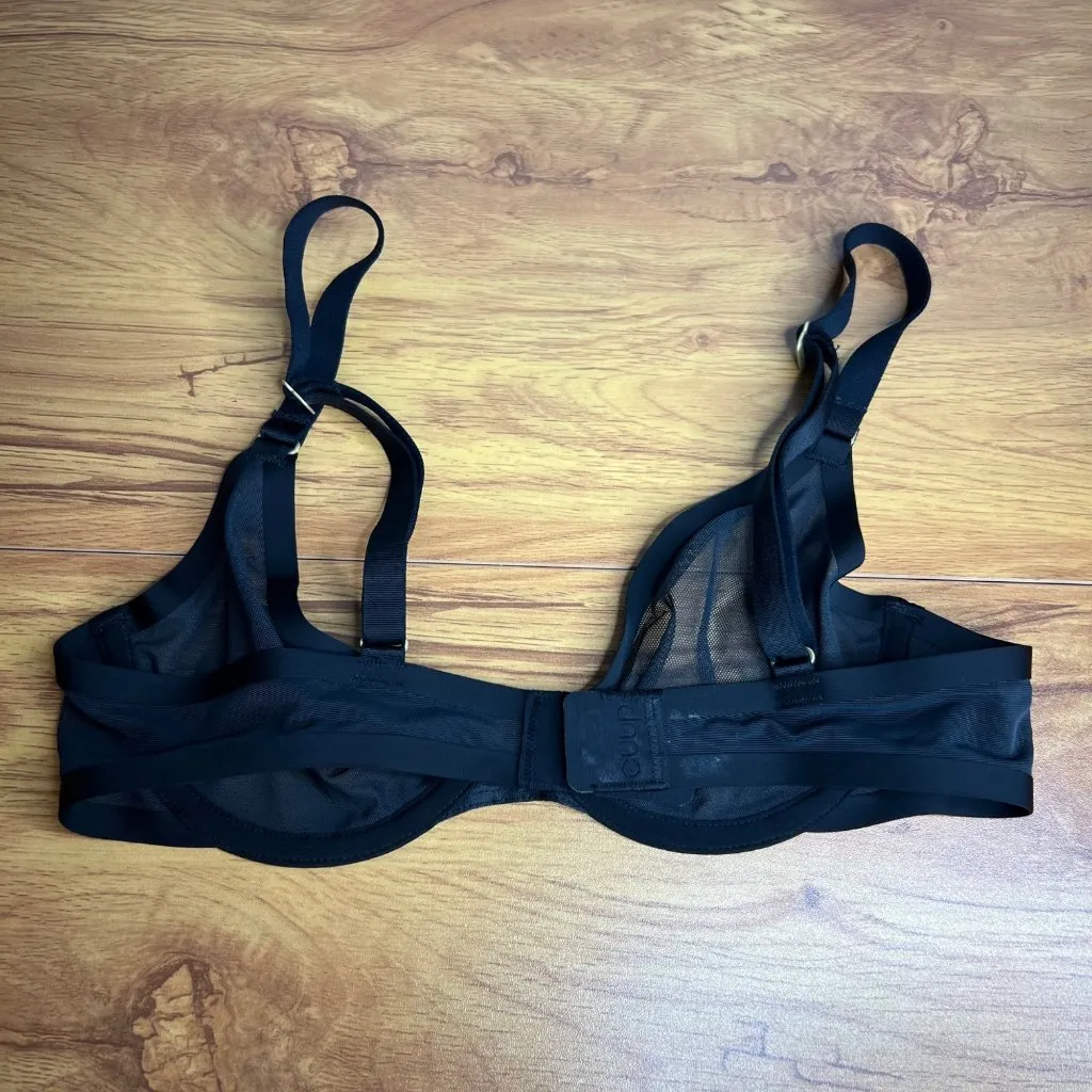 CUUP The Plunge Bra Size 32A Black‎ Mesh Underwire Sheer NEW Black - Image 6