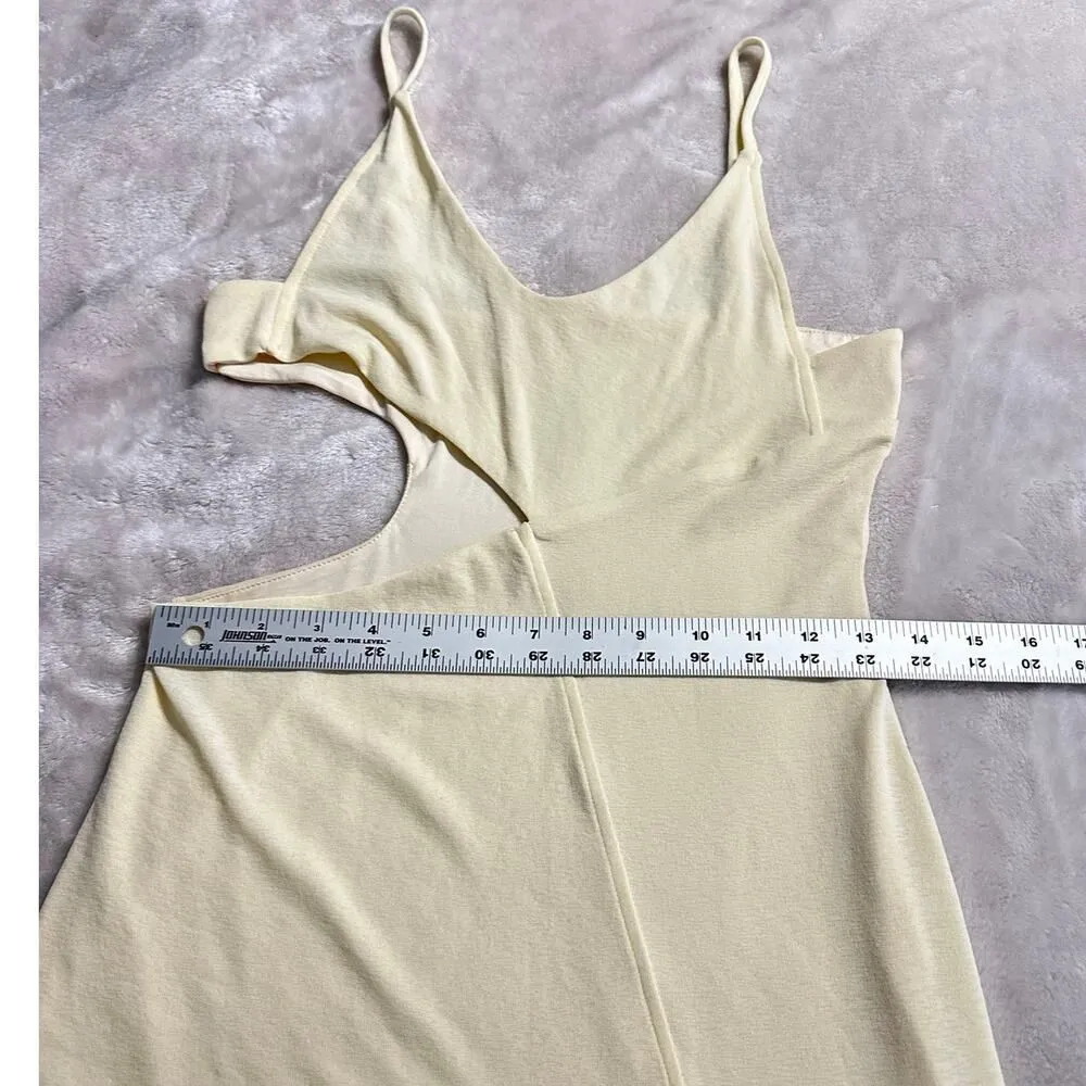 Commense Maxi Dress Women's Medium Yellow Asymmetrical Split Thigh Cutout Long - Image 11