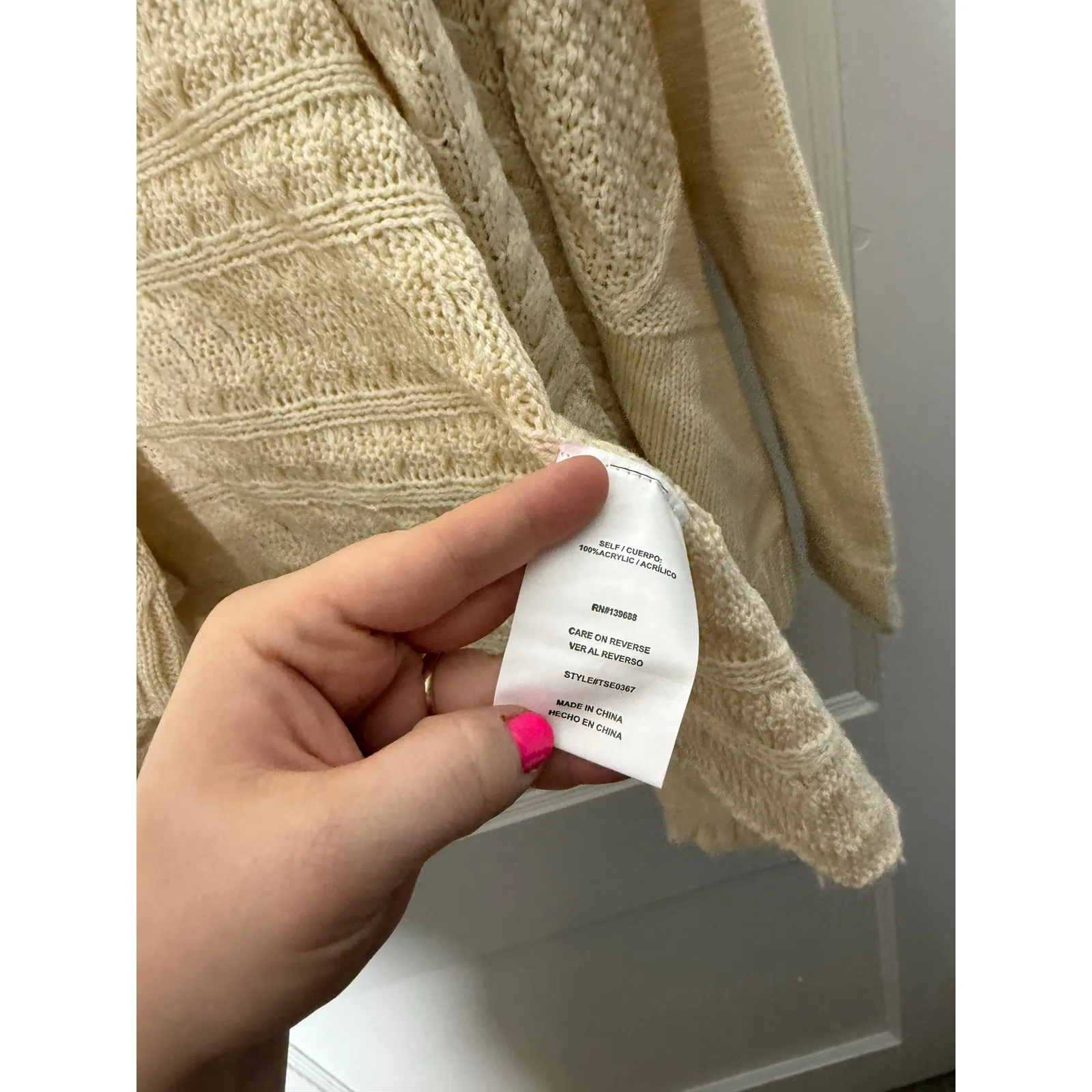 Altar'd State Cream Chunky Cable Knit Grandpa Cardigan Sweater Women's Small - Image 4