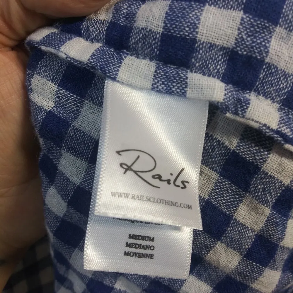 Rails Blue Gingham Malia Dress Wrap Style Size M - Image 9