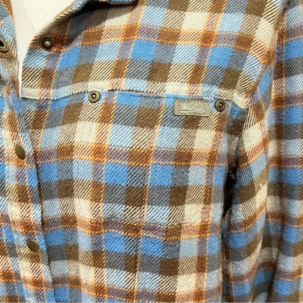 Woolrich Bluebell Flannel Plaid Shirt Size Medium - Image 4