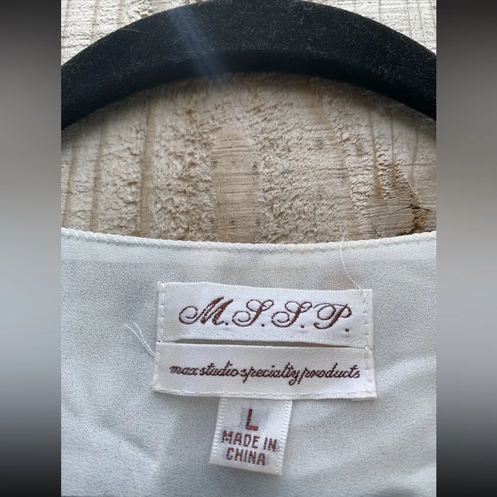 MAX STUDIO Empire Waist Maxi Dress Womens L‎ Floral Ruffle V-Neck Smocked Lined - Image 5