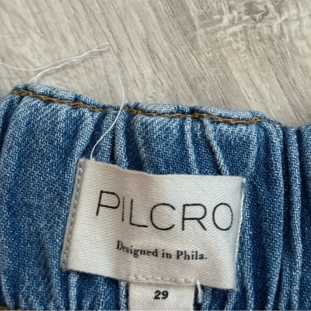 Anthropologie Pilcro Pleated Wide Leg Culotte Crop Denim Jeans | Light Wash | 29 - Image 5