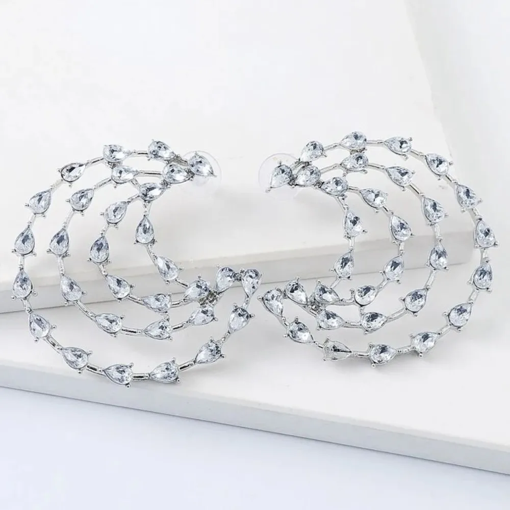 🌙 Moon shaped rhinestone earrings​​​​​​ ✨​​​​​ - Image 3