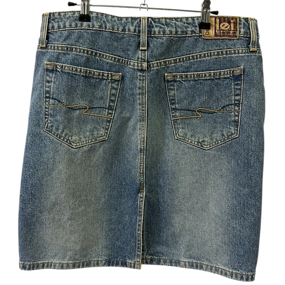Vintage Cotton Lei Hidden Button Fly Denim Back Slit Blue Jean Skirt Juniors 11 Size undefined - Image 5