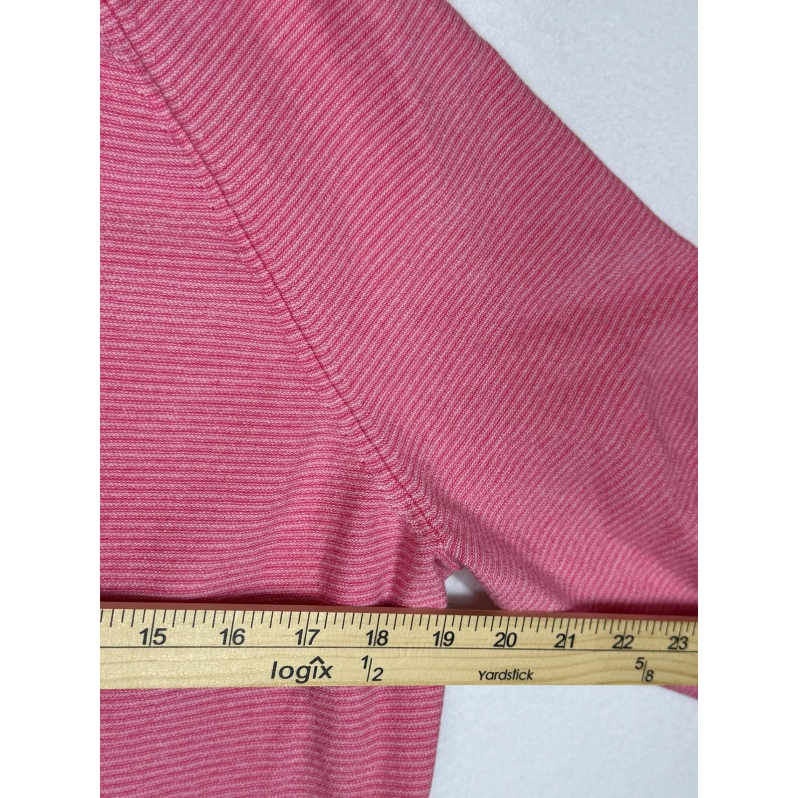 J.McLaughlin Pink Stripe Raglan Sleeve Sweater Knit Top Women's XL Button Detail - Image 3