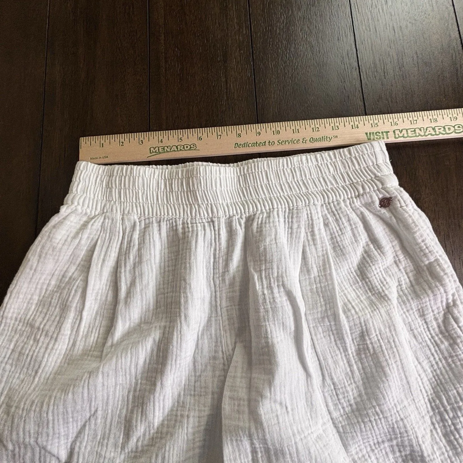 Calia Women Pull On Wide Band Shorts Medium Pure White Cotton Gauze Beachy - Image 6