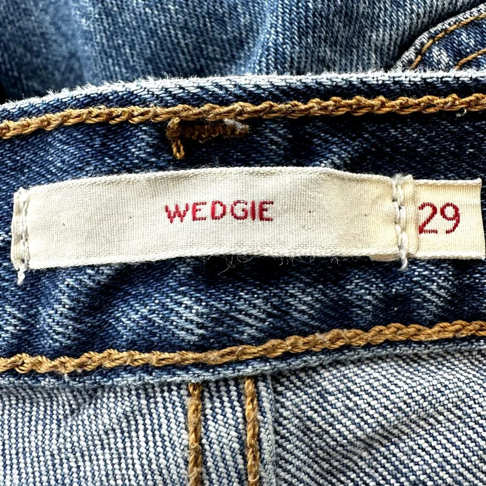 Levi's Wedgie Icon Straight Jeans High Rise Distressed Medium Wash Denim Blue 29 - Image 3