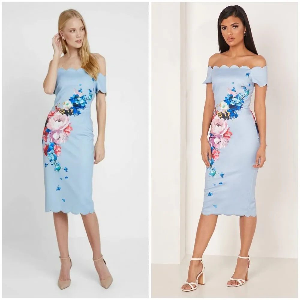 💕TED BAKER💕 Hailly Bardot Dress ~ Raspberry Ripple Print TB Size 4 = US 10 NWT - Image 6