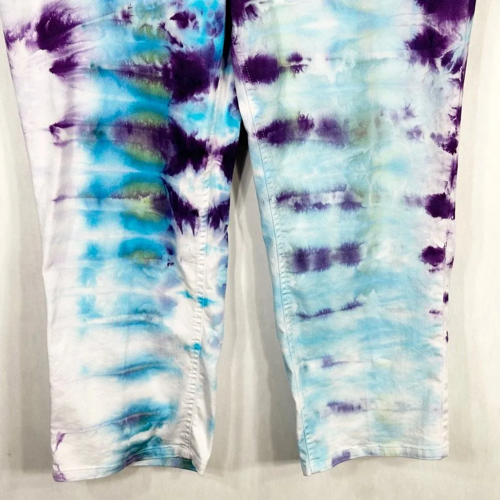Cato Size 12 Pants Smiling River Tie Dye Handmade‎ Blue Purple Curvy Boho 1366 - Image 5