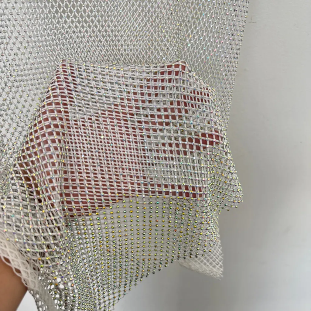 12th Tribe Briana Mini Silver Rhinestone Strapless Dress - Image 6