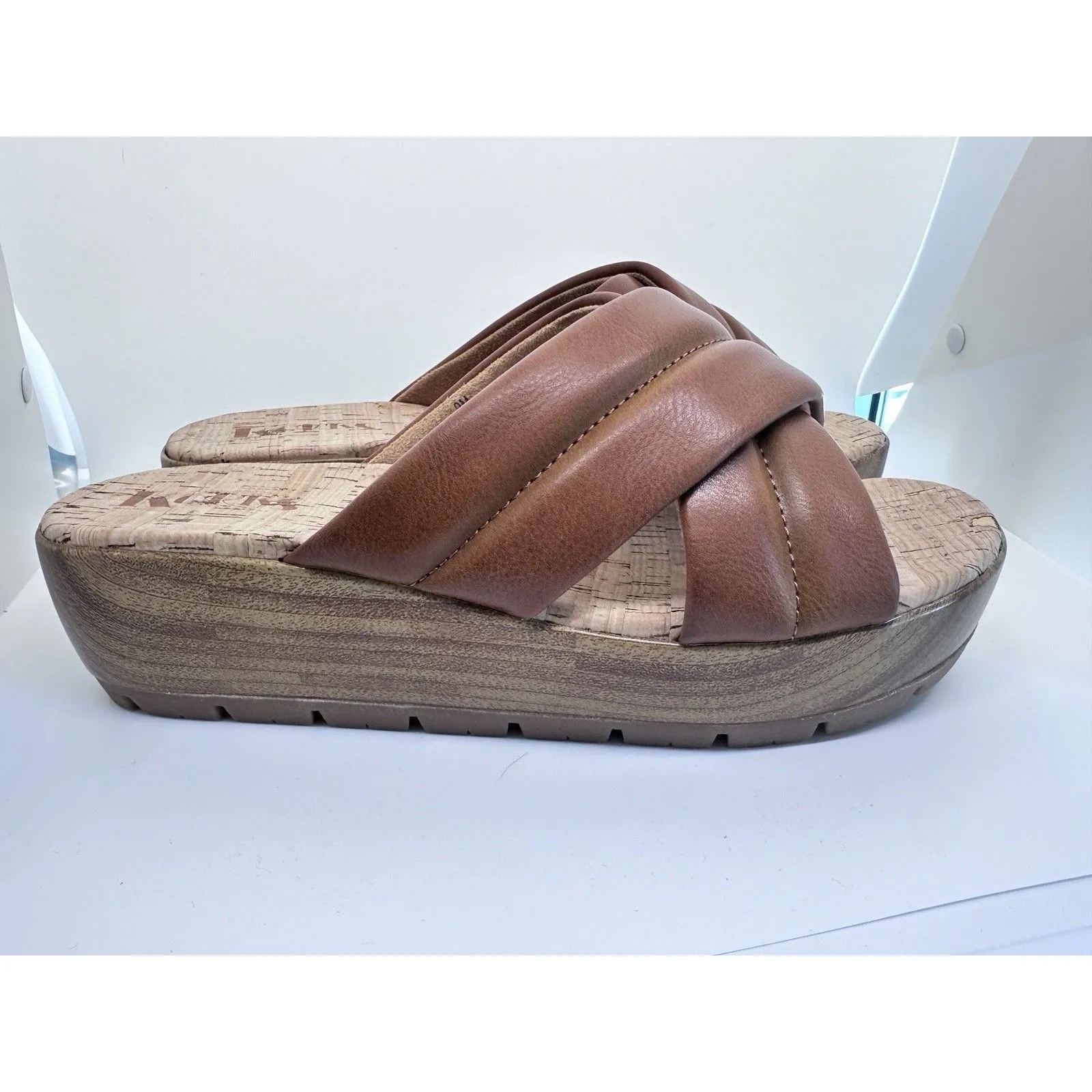 NIB Kork Ease Faithe Platform Sandals Women's Size 9 M Tan Leather Straps Wood - Image 6