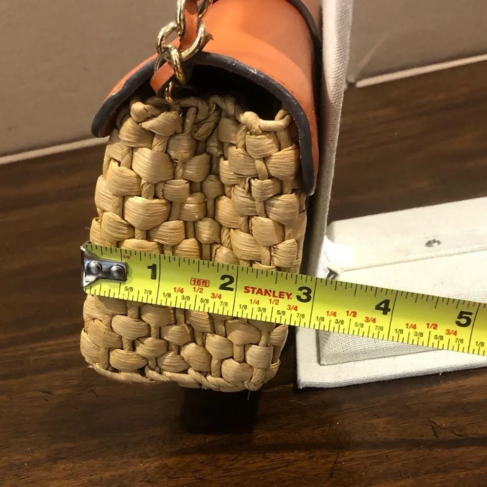 Vintage MICHAEL KORS Rattan Leather Clutch Gold Turn Lock Chain & Leather Strap - Image 14