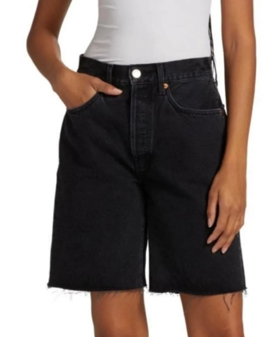 RE/DONE 90s Comfy Short 'Shaded Black' Women's Size 26 Black Distressed Raw Hem - Image 1