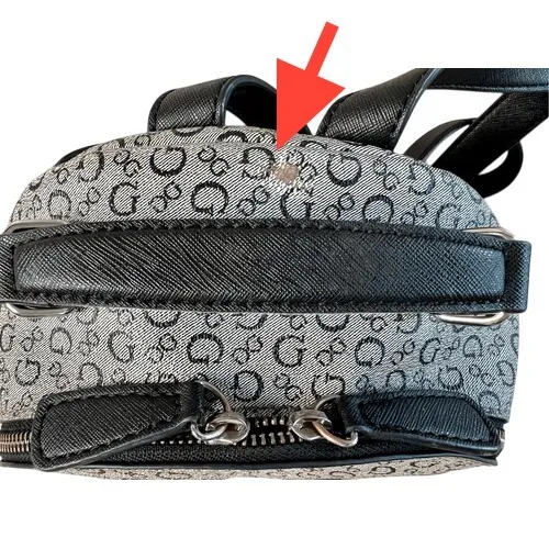 Guess Grey Black Monogram PVC Vinyl Modern Backpack‎ Handbag Designer - Image 3