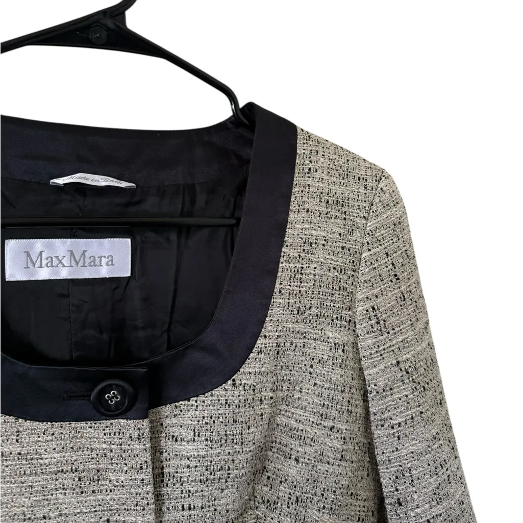 Max Mara Tweed Cropped Beige and Black Jacket - Image 7