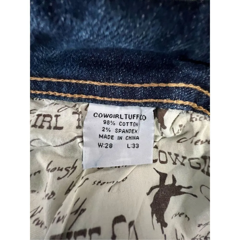 Cowgirl Tuff CO Bootcut Jeans With Embroidered Detail on Butt Blue Size 6 - Image 5