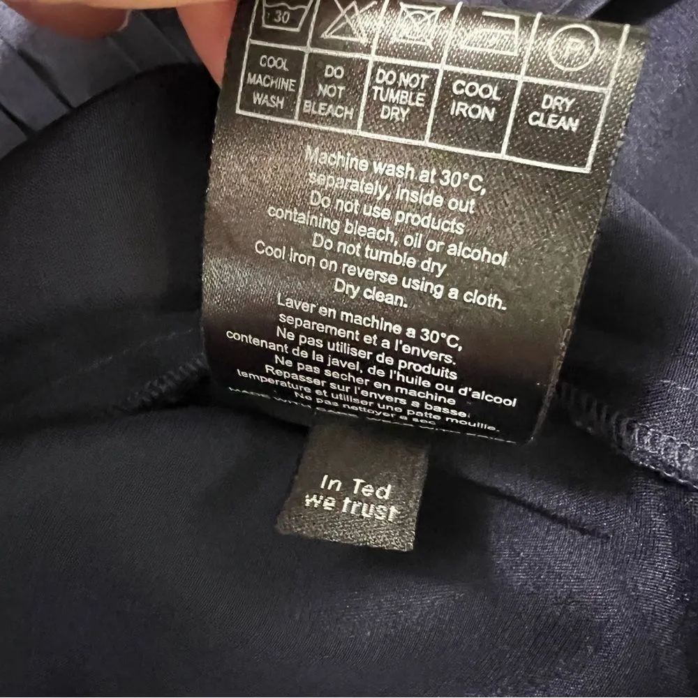 Ted Baker Pleated Silk Tunic Navy Blue Size Medium (Ted Baker Size 3) - Image 6