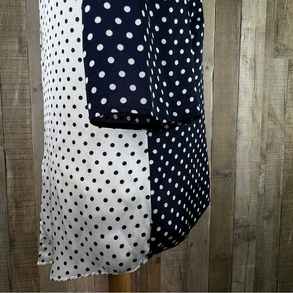 Coco Bianco XL Navy Blue Top with White Polka Dots & High Low Ducktail B… - Image 5