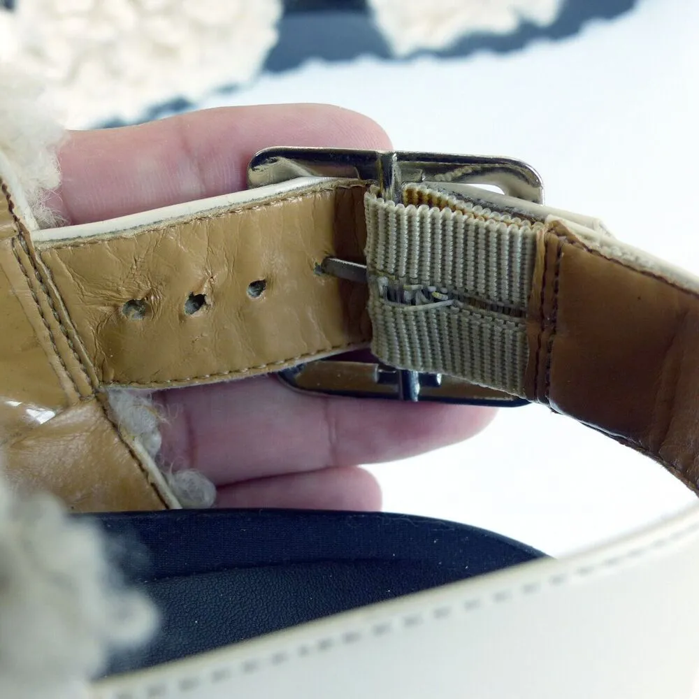 Urban Outfitters Sandal Womens 7 Beige Lexi Faux Sherpa Straps Platform Gorpcore - Image 13