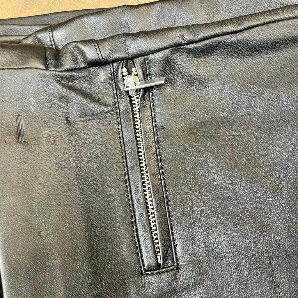 Zara Trafaluc Collection Black Faux Leather Zipper Leggings Small - Image 11