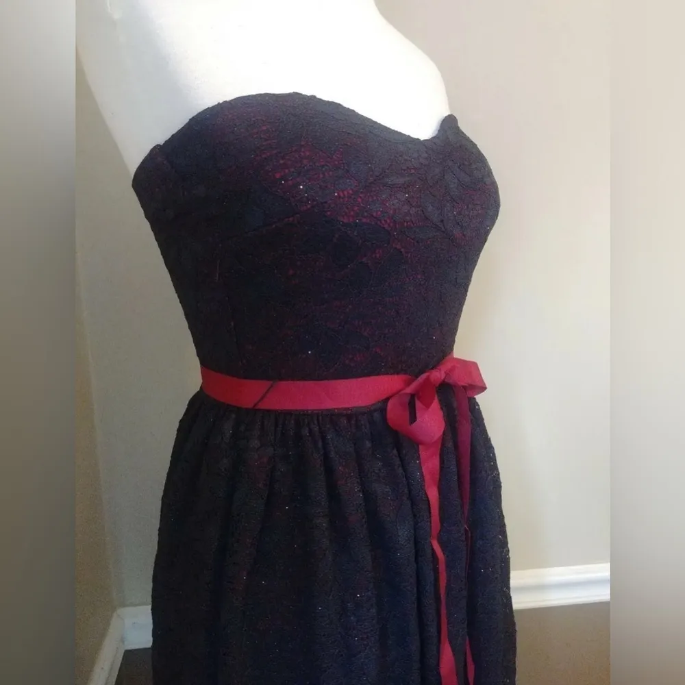 Black Lace Strapless Glitter Modcloth Party Dress Yellow Star Whimsigoth Fairy - Image 5