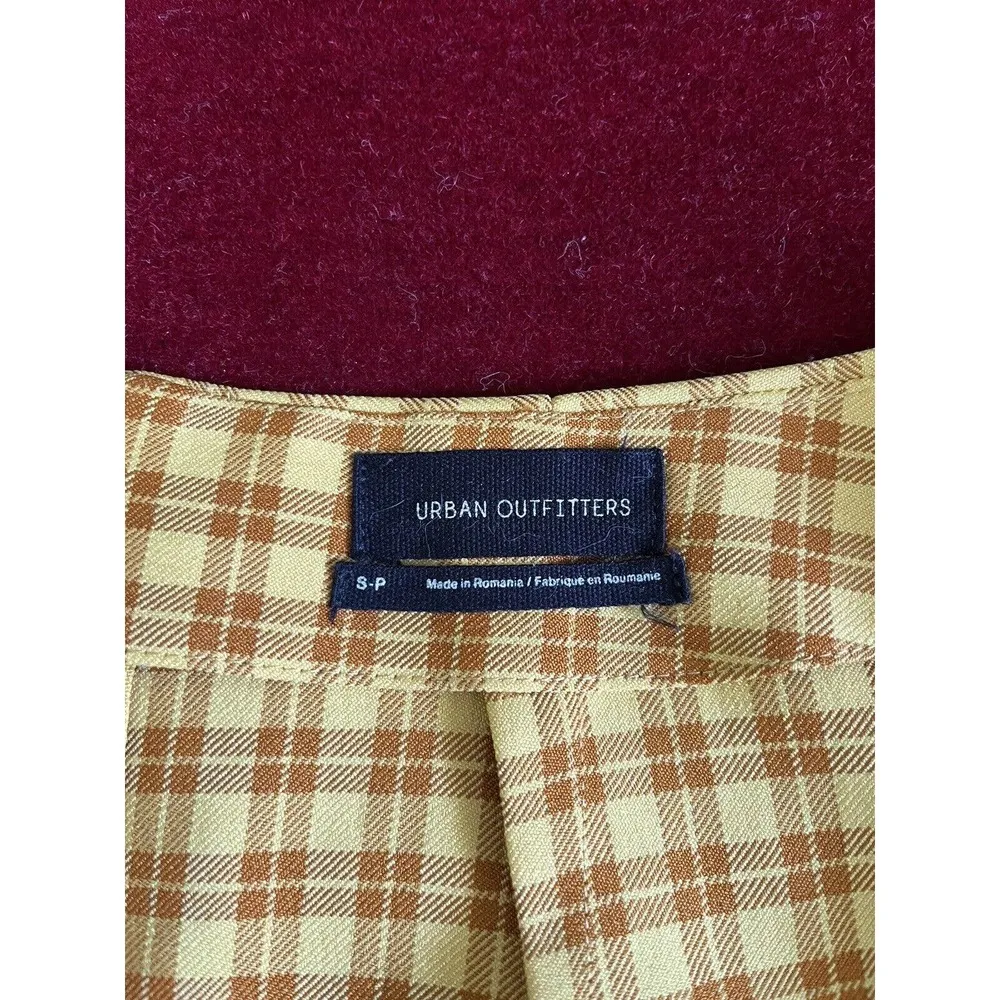 Urban Outfitters Mustard Yellow Plaid Academia Style Mini Skirt Size Small - Image 5