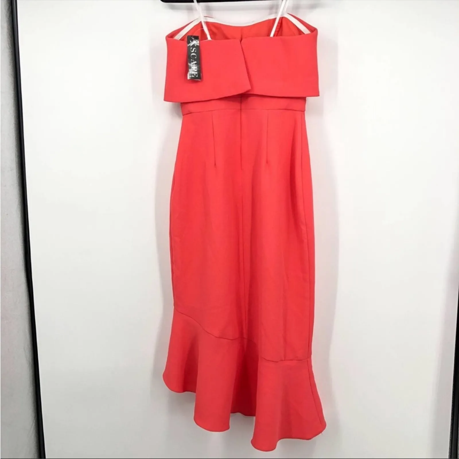 XSCAPE Women's Denisse Scuba Crepe Bustier Ruffle Skirt Dress Coral Size 4 NEW - Image 7